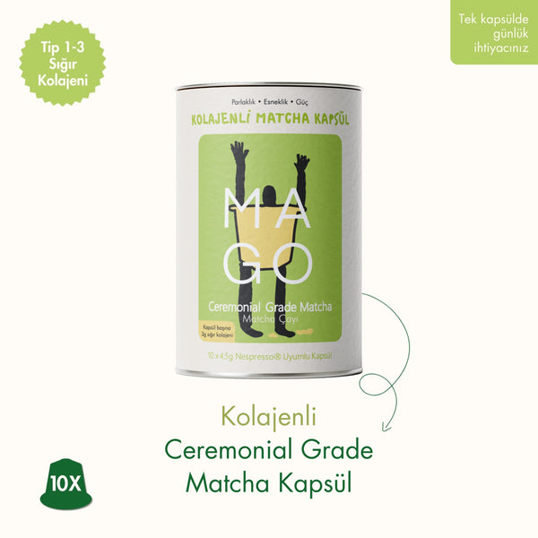 10 x Kolajenli Ceremonial Grade Matcha Nespresso® Uyumlu Kapsül